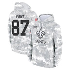 Johmsee NO.Saints #87 Noah Fant Player Arctic Camo Salute to Service Pullover Hoodies Limited Game Stitched Jerseys