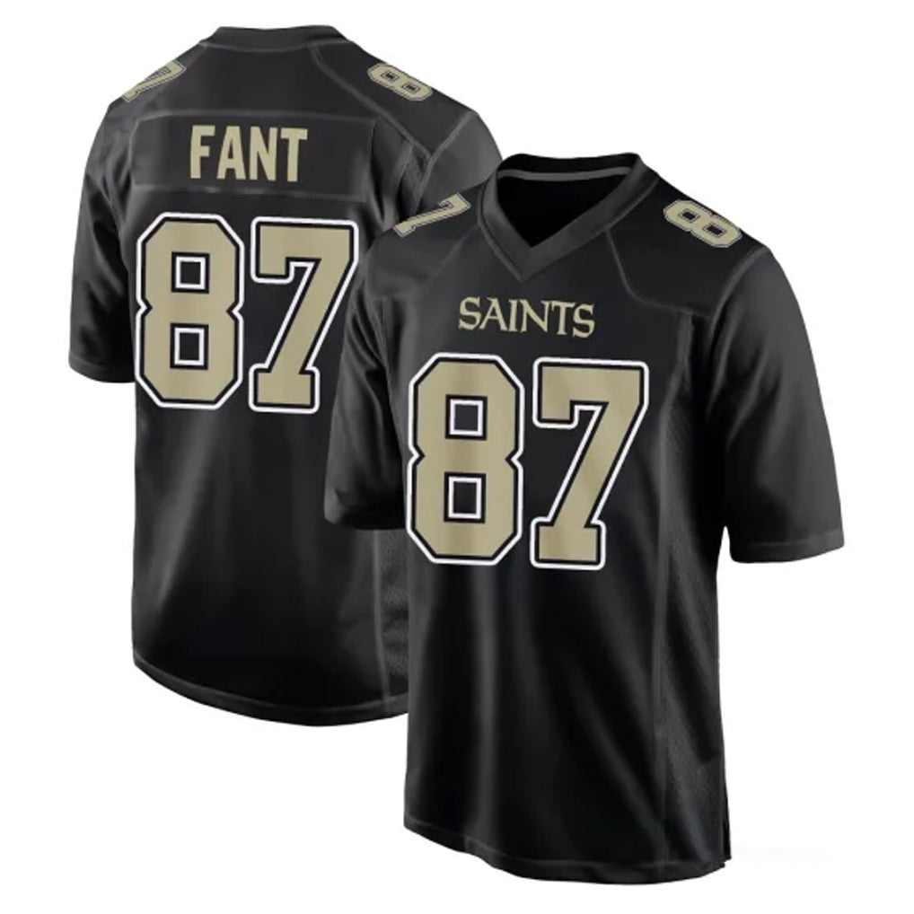 Johmsee NO.Saints #87 Noah Fant Player Black Carbon Fashion Home Game Stitched Jerseys