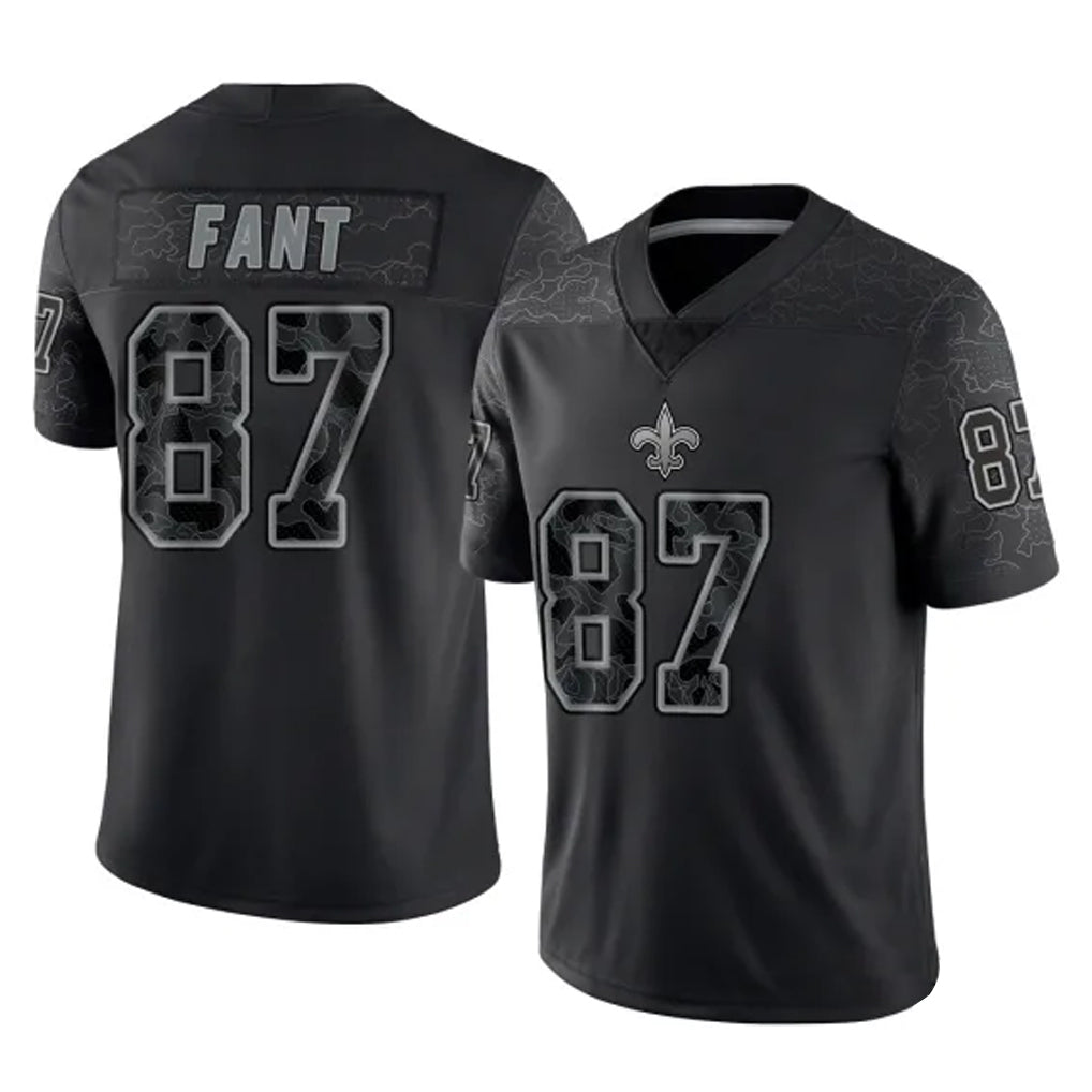 Johmsee NO.Saints #87 Noah Fant Player Black Limited Reflective Home Game Stitched Jerseys