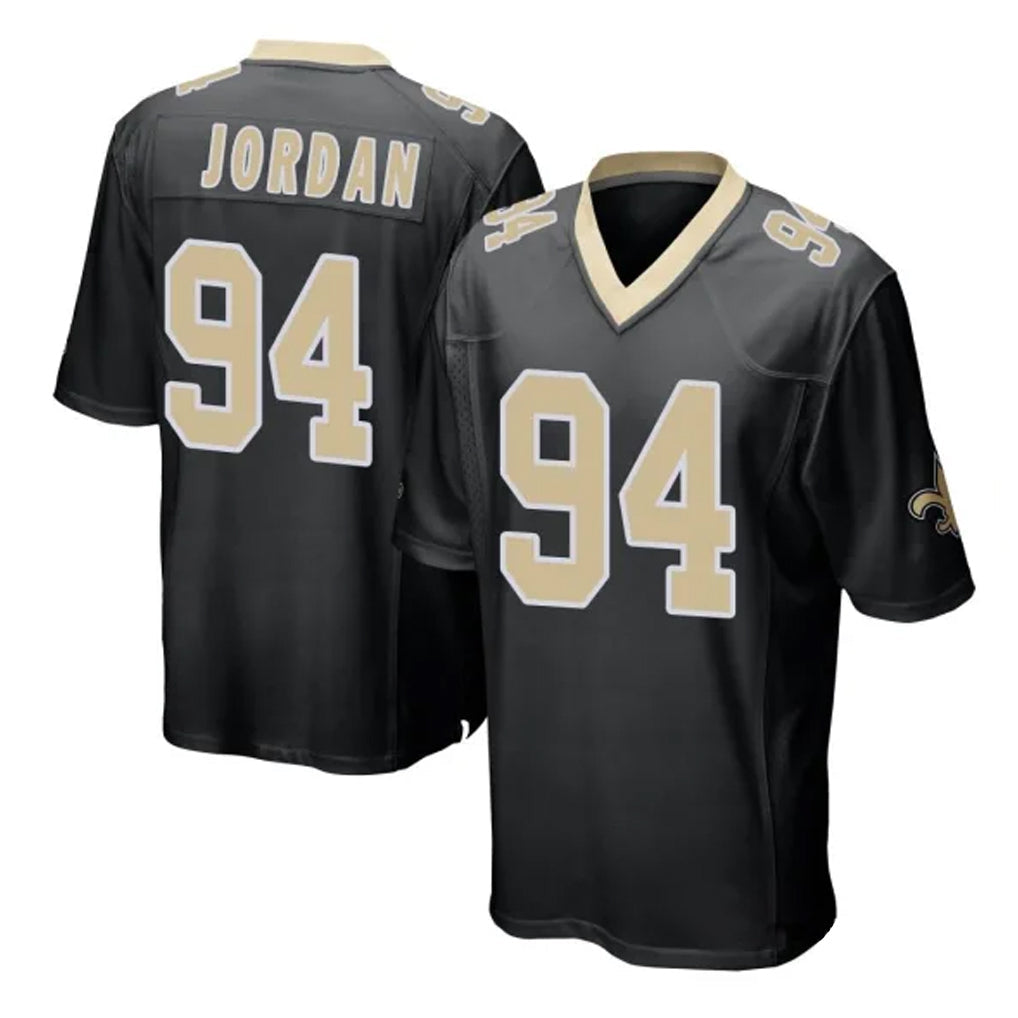 Johmsee NO.Saints #94 Cameron Jordan Player Black Home Game Stitched Jerseys