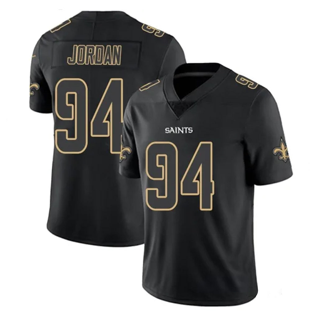 Johmsee NO.Saints #94 Cameron Jordan Player Black Impact Limited Home Game Stitched Jerseys