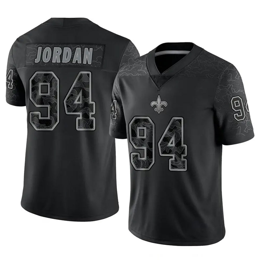 Johmsee NO.Saints #94 Cameron Jordan Player Black RFLCTV Limited Stitched Jerseys