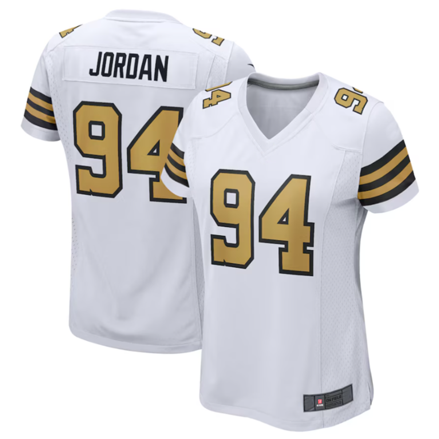 Johmsee NO.Saints #94 Cameron Jordan White Elite Player Stitched American Stitched Jerseys