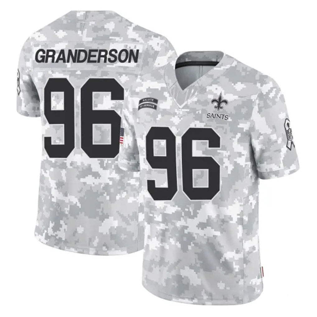 Johmsee NO.Saints #96 Carl Granderson Player Arctic Camo Salute To Service Limited Game Stitched Jerseys