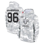 Johmsee NO.Saints #96 Carl Granderson Player Arctic Camo Salute to Service Pullover Hoodies Limited Game Stitched Jerseys