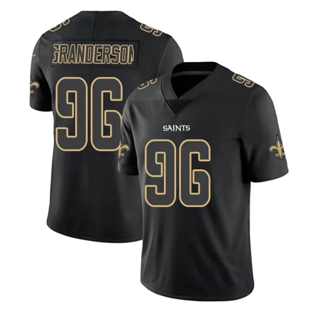 Johmsee NO.Saints #96 Carl Granderson Player Black Impact Limited Home Game Stitched Jerseys