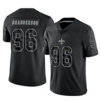 Johmsee NO.Saints #96 Carl Granderson Player Black Limited Reflective Home Game Stitched Jerseys