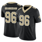 Johmsee NO.Saints #96 Carl Granderson Player Black Limited Vapor F.U.S.E. Home Game Stitched Jerseys