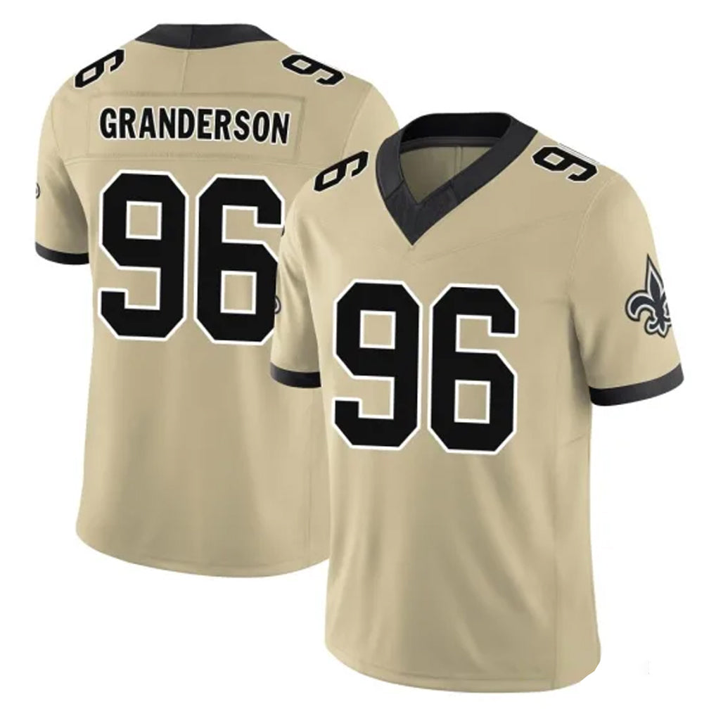 Johmsee NO.Saints #96 Carl Granderson Player Gold Limited Vapor F.U.S.E. Home Game Stitched Jerseys