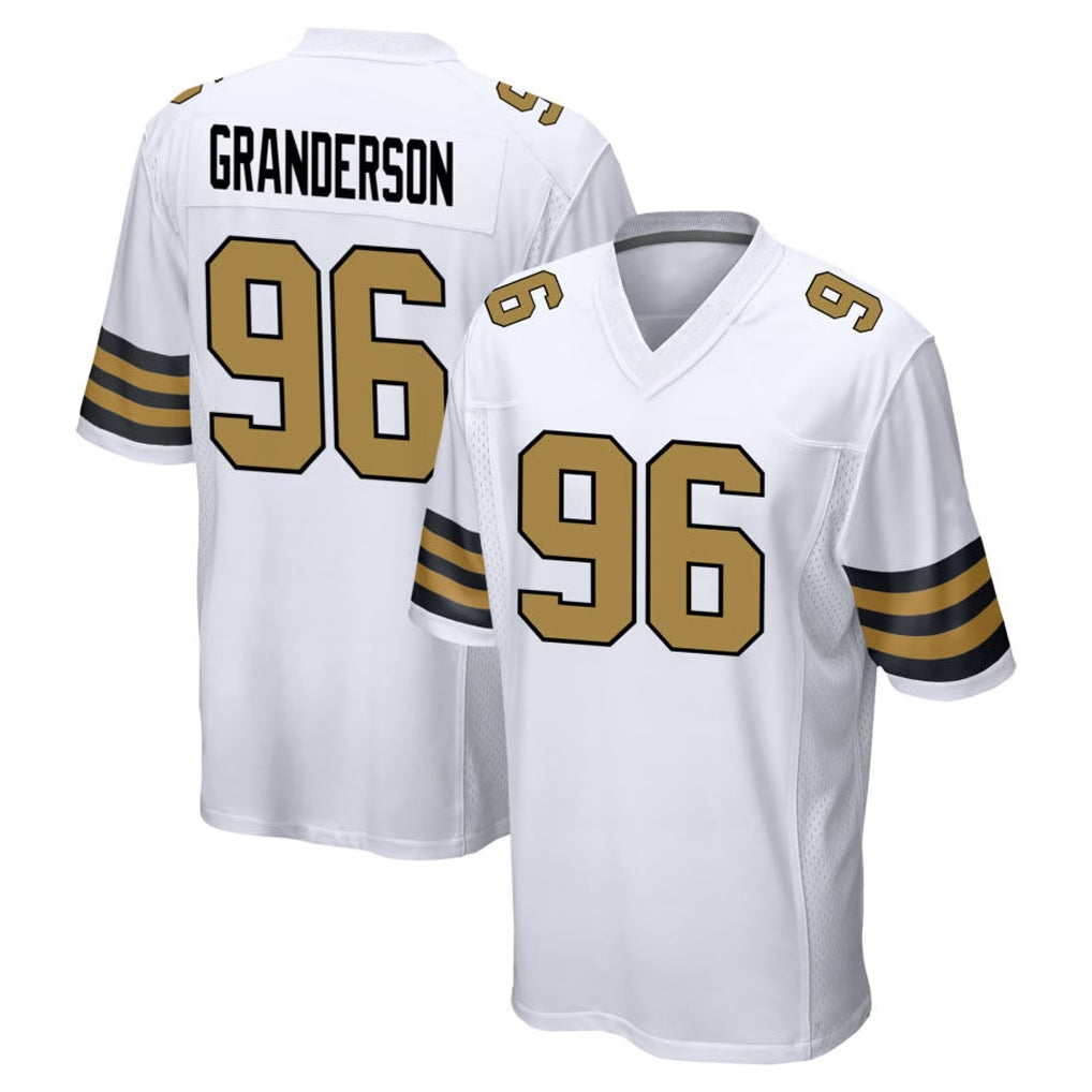 Johmsee NO.Saints #96 Carl Granderson Player White Alternate Home Game Stitched Jerseys