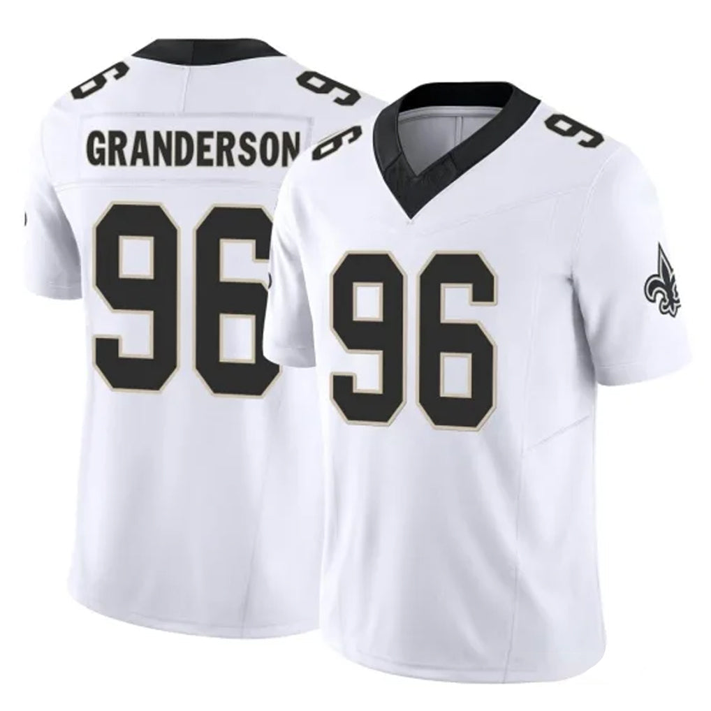 Johmsee NO.Saints #96 Carl Granderson Player White Limited Vapor F.U.S.E. Home Game Stitched Jerseys