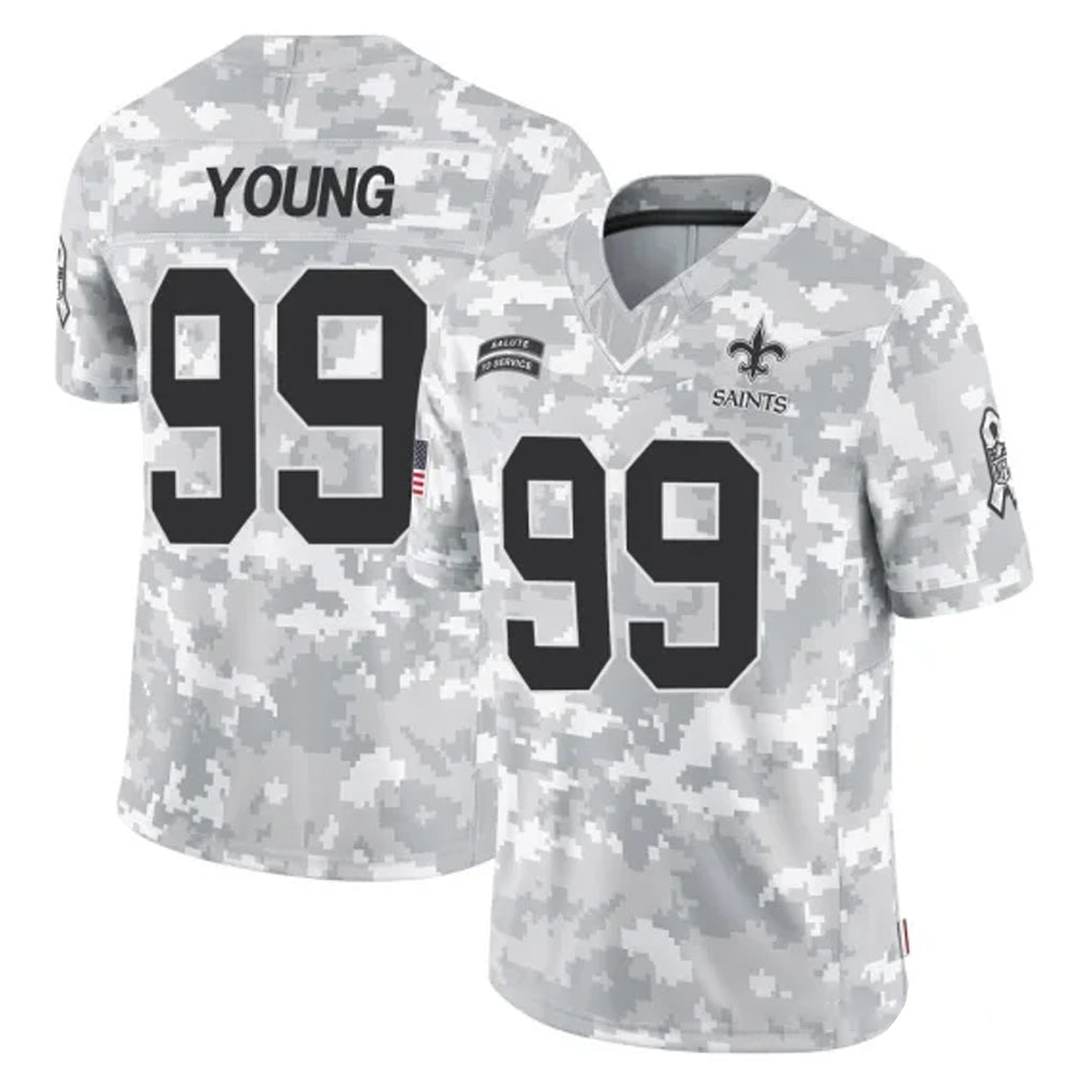Johmsee NO.Saints #99 Chase Young Player Arctic Camo Salute To Service Limited Game Stitched Jerseys