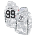 Johmsee NO.Saints #99 Chase Young Player Arctic Camo Salute to Service Pullover Hoodies Limited Game Stitched Jerseys