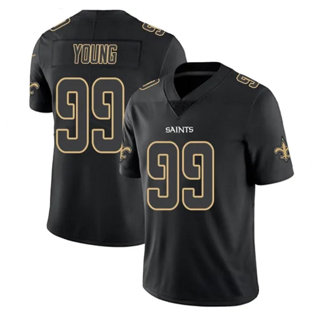 Johmsee NO.Saints #99 Chase Young Player Black Impact Limited Home Game Stitched Jerseys