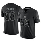 Johmsee NO.Saints #99 Chase Young Player Black Limited Reflective Home Game Stitched Jerseys