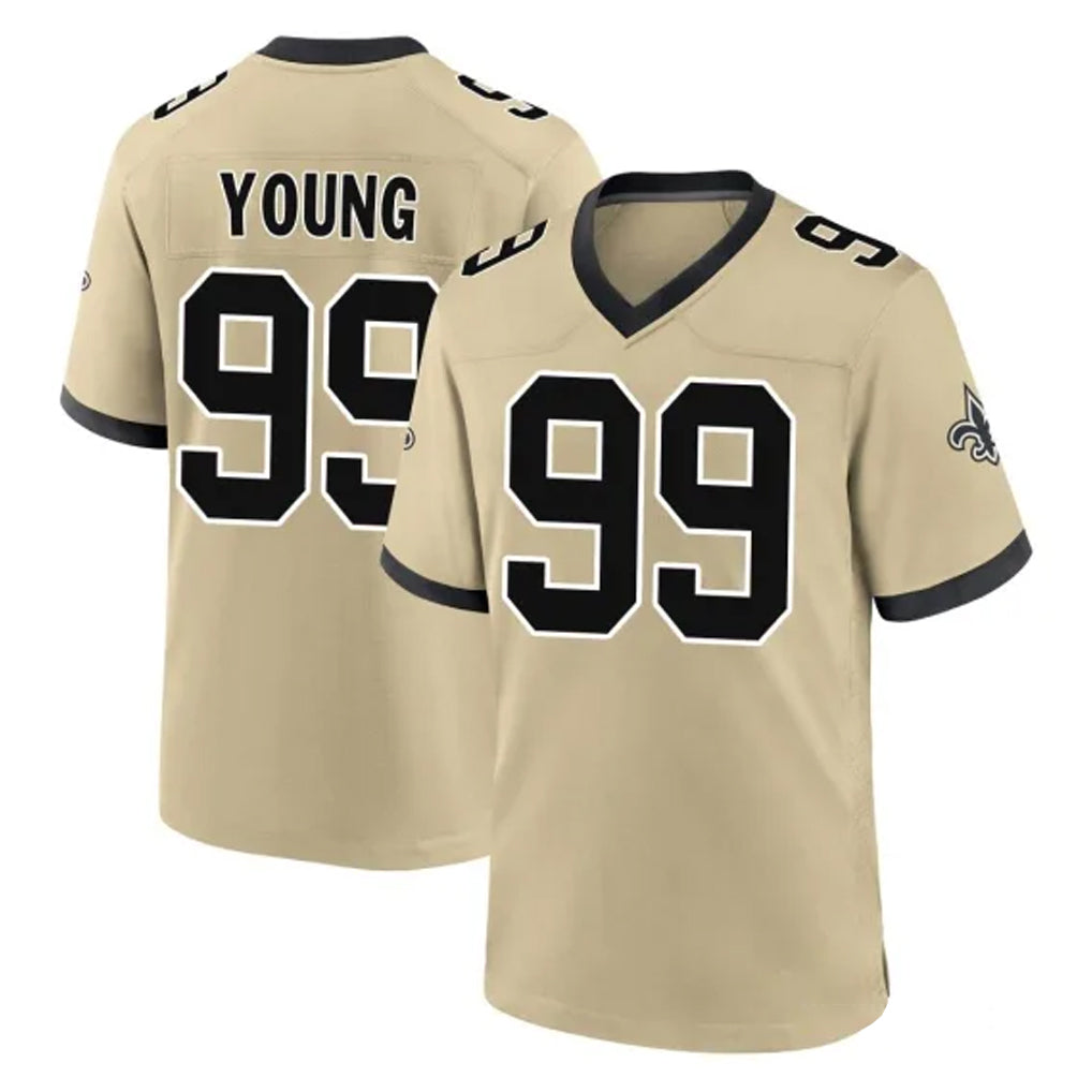 Johmsee NO.Saints #99 Chase Young Player Gold Home Game Stitched Jerseys