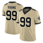 Johmsee NO.Saints #99 Chase Young Player Gold Limited Vapor F.U.S.E. Home Game Stitched Jerseys