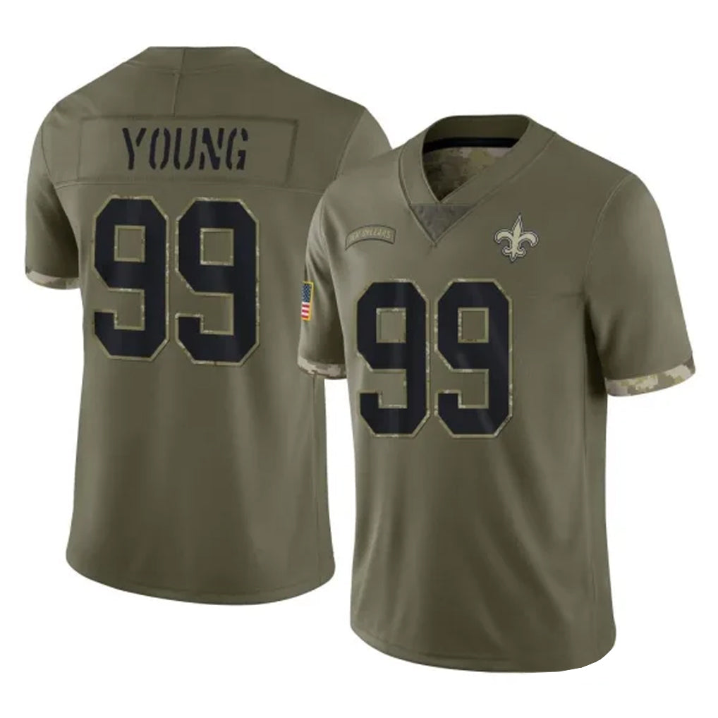 Johmsee NO.Saints #99 Chase Young Player Olive Salute To Service Limited Stitched Jerseys