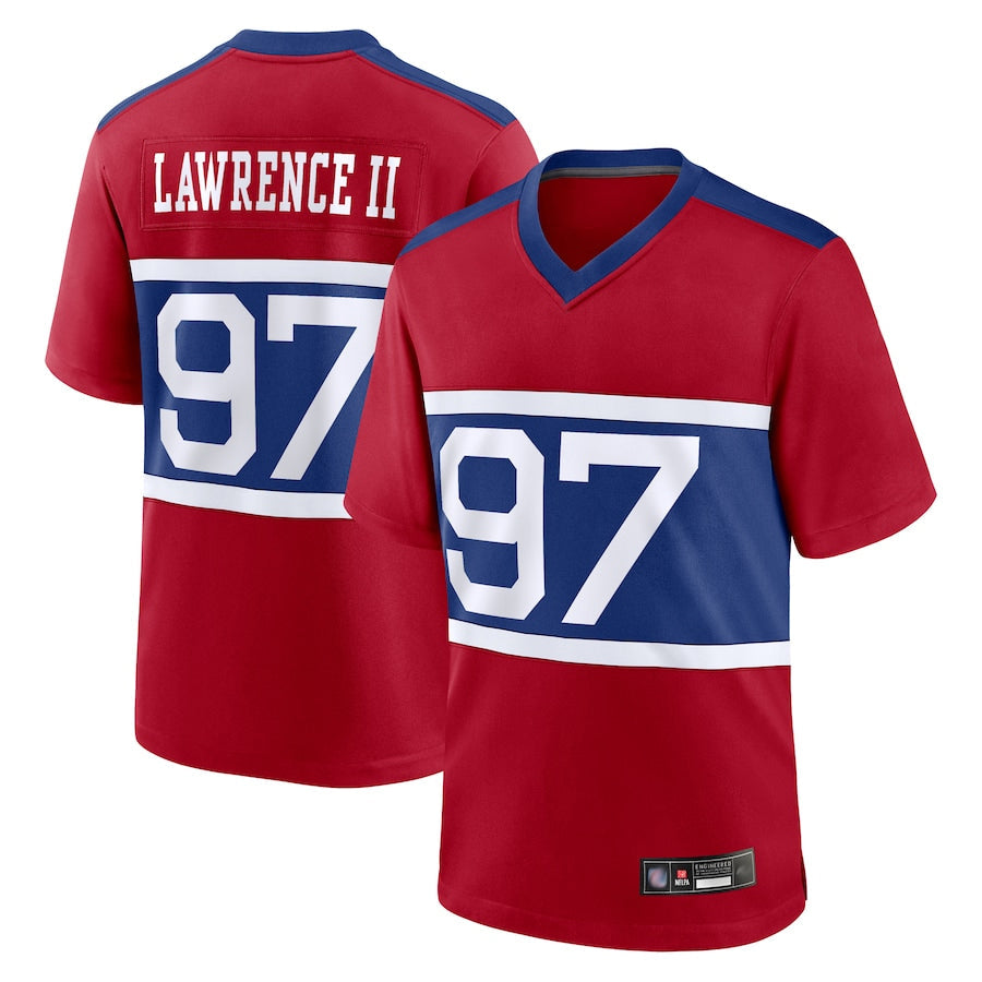 Johmsee NY.Giants Secondary Throwback Alternate Jerseys - Red - #97 Dexter Lawrence II Player