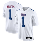 Johmsee NY. Giants Tundra #1 Malik Nabers Player White Fashion Stitched Jerseys