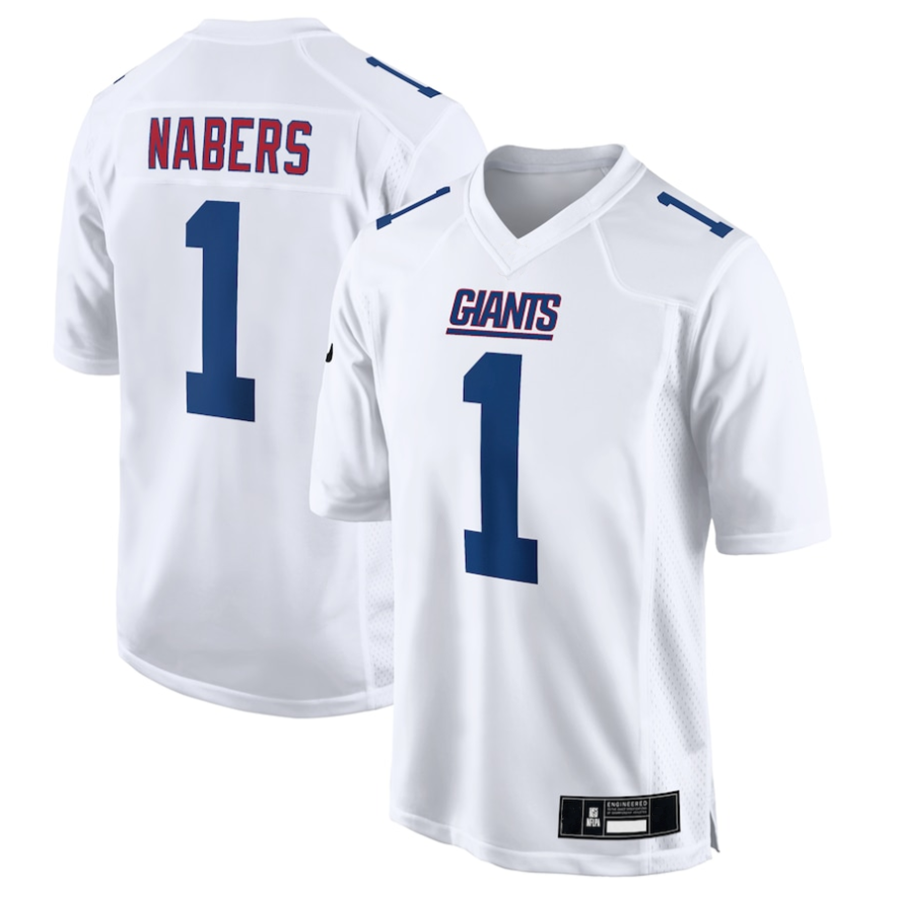 Johmsee NY. Giants Tundra #1 Malik Nabers Player White Fashion Stitched Jerseys