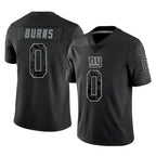 Johmsee NY.Giants #0 Brian Burns Player Black Limited Reflective Home Game Stitched Jerseys