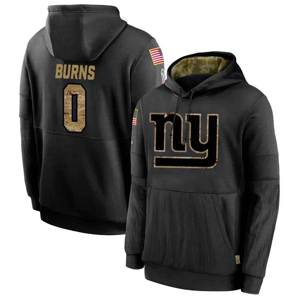 Johmsee NY.Giants #0 Brian Burns Player Black Salute to Service Hoodies Stitched Jerseys