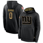 Johmsee NY.Giants #0 Brian Burns Player Black Salute to Service Hoodies Stitched Jerseys