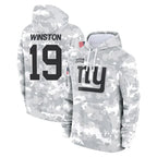 Johmsee NY.Giants #19 Jameis Winston Player Arctic Camo Salute to Service Pullover Hoodies Limited Game Stitched Jerseys