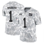 Johmsee NY.Giants #1 Malik Nabers Player Arctic Camo Salute To Service Limited Game Stitched Jerseys