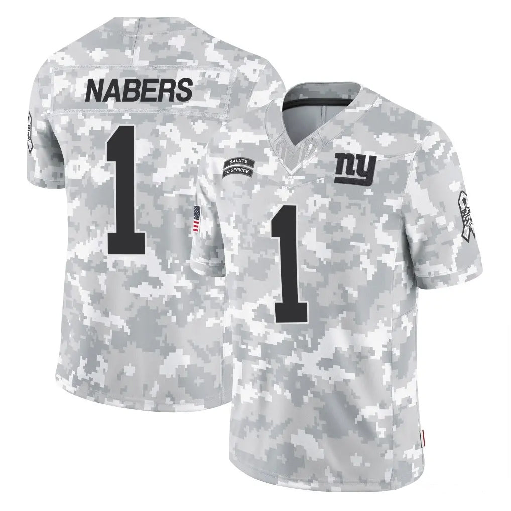 Johmsee NY.Giants #1 Malik Nabers Player Arctic Camo Salute To Service Limited Game Stitched Jerseys