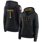 Johmsee NY.Giants #1 Malik Nabers Player Black Salute to Service Hoodies Stitched Jerseys