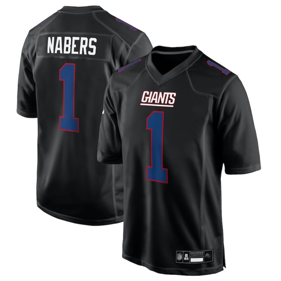 Johmsee NY.Giants #1 Malik Nabers Player Carbon Black Fashion Stitched Jerseys