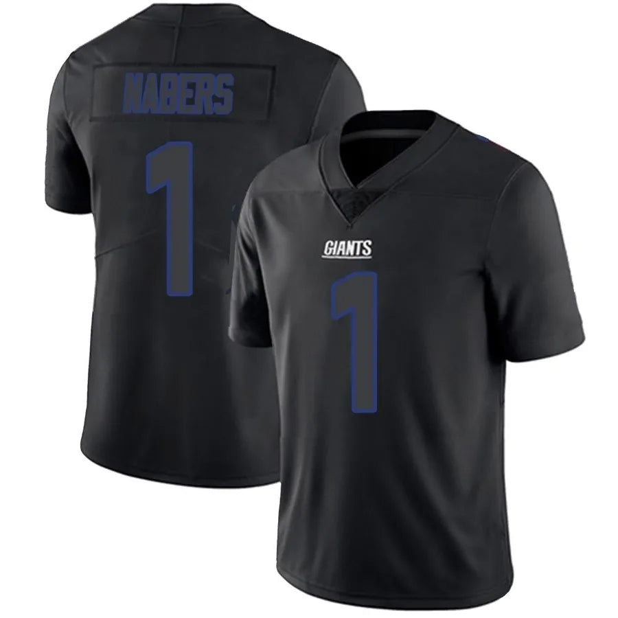 Johmsee NY.Giants #1 Malik Nabers Player Limited Black Impact Stitched Jerseys