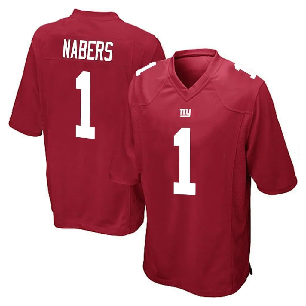 Johmsee NY.Giants #1 Malik Nabers Player Red Home Game Stitched Jerseys