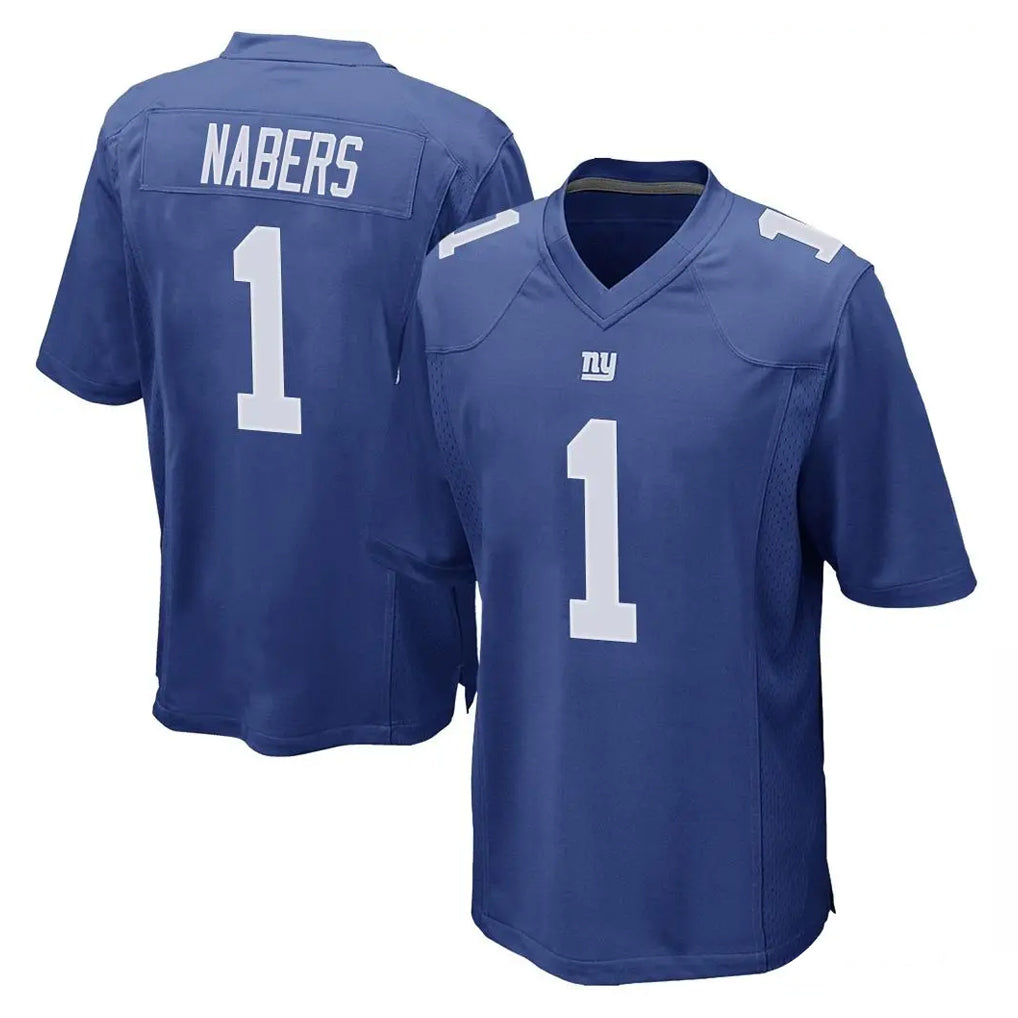 Johmsee NY.Giants #1 Malik Nabers Player Royal Home Game Stitched Jerseys