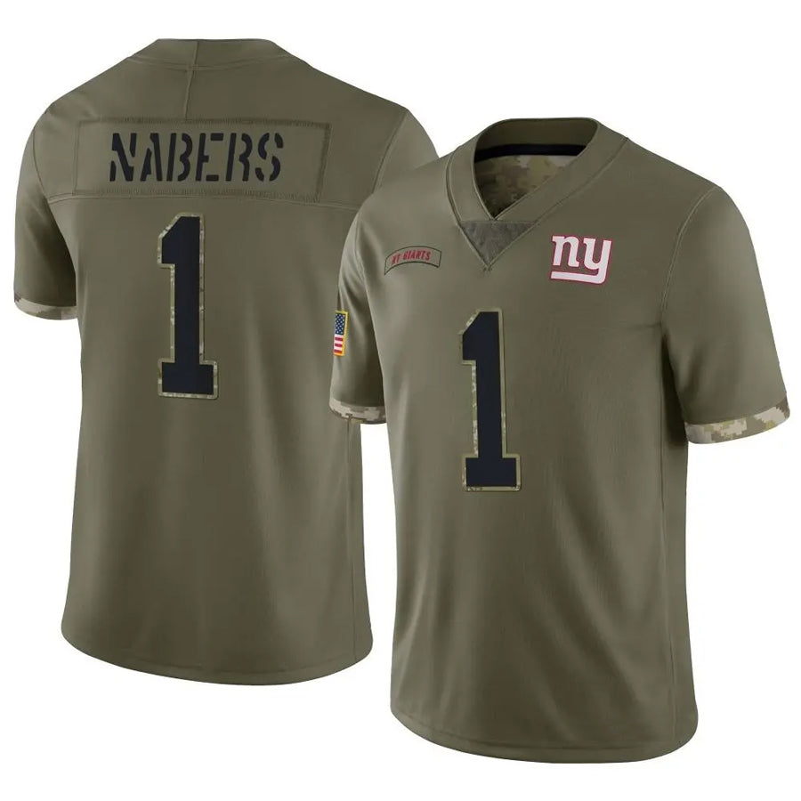 Johmsee NY.Giants #1 Malik Nabers Player Salute To Service Olive Stitched Jerseys