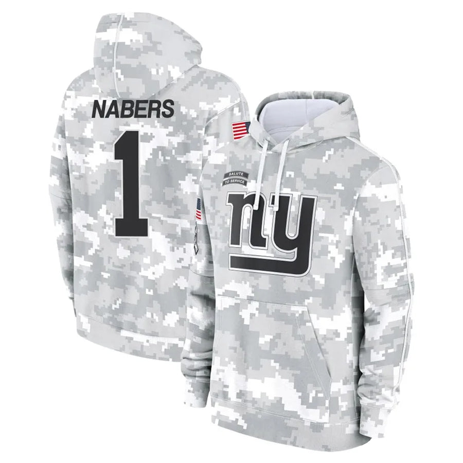 Johmsee NY.Giants #1 Malik Nabers Player Salute to Service Hoodies Stitched Jerseys