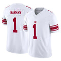 Johmsee NY.Giants #1 Malik Nabers Player White Limited Vapor F.U.S.E. Home Game Stitched Jerseys