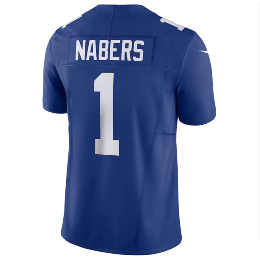 Johmsee NY.Giants #1 Malik Nabers Royal Vapor F.U.S.E. Limited American Stitched Stitched Jerseys