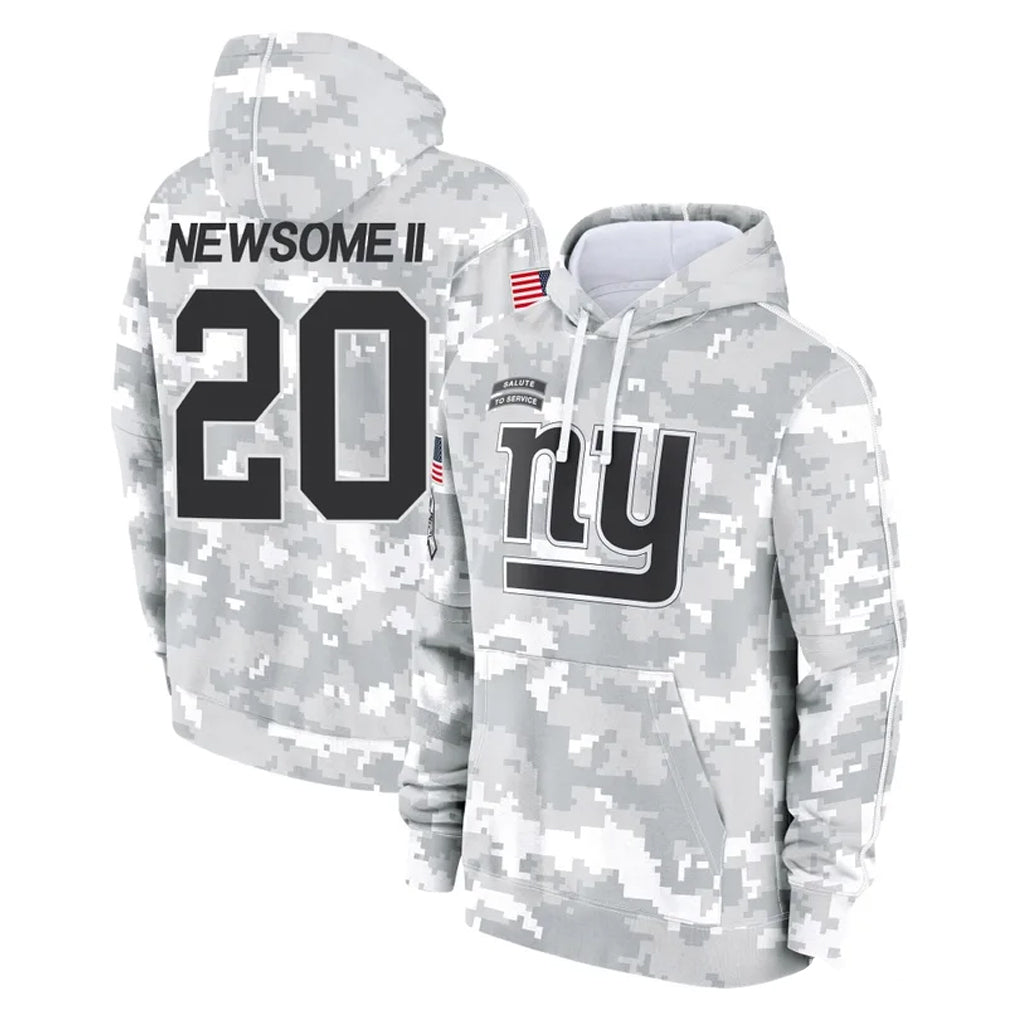 Johmsee NY.Giants #20 Greg Newsome II Player Arctic Camo Salute to Service Pullover Hoodies Limited Game Stitched Jerseys