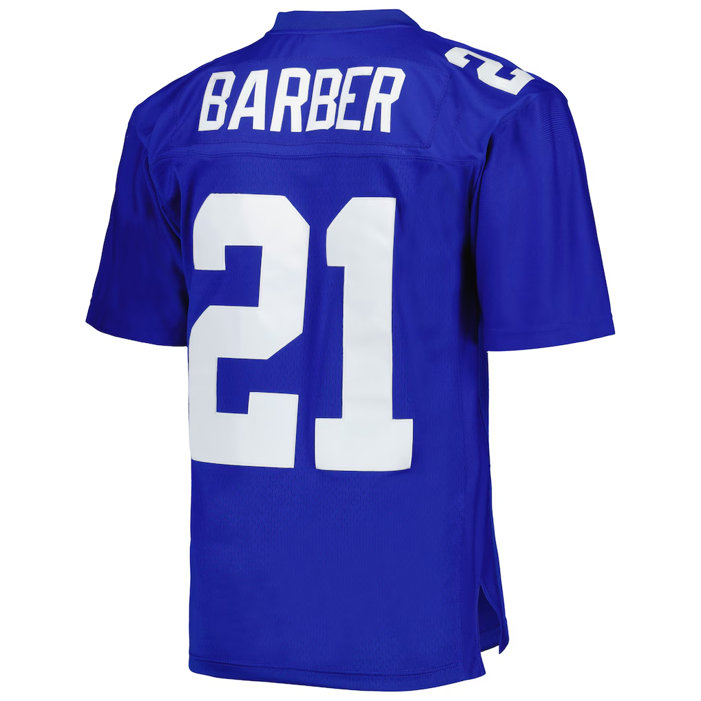 Johmsee NY.Giants #21 Tiki Barber Mitchell & Ness Royal Legacy Replica Stitched Puhic Jersey