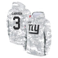 Johmsee NY.Giants #3 Abdul Carter Player Arctic Camo Salute to Service Pullover Hoodies Limited Game Stitched Jerseys