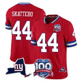 Johmsee NY.Giants #44 Cam Skattebo Player Red 100th Season & State Patch Vapor Limited Home Game Stitched Jerseys