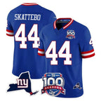 Johmsee NY.Giants #44 Cam Skattebo Player Royal 100th Season & State Patch Vapor Limited Home Game Stitched Jerseys