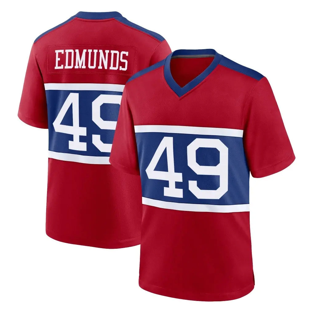 Johmsee NY.Giants #49 Tremaine Edmunds Player Red Century Home Game Stitched Jerseys