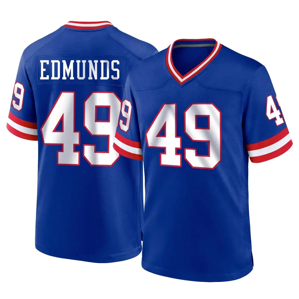 Johmsee NY.Giants #49 Tremaine Edmunds Player Royal Classic Home Game Stitched Jerseys