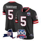 Johmsee NY.Giants #5 Kayvon Thibodeaux Player Black 100th Season & State Patch Vapor Limited Home Game Stitched Jerseys