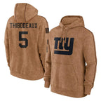 Johmsee NY.Giants #5 Kayvon Thibodeaux Player Brown Salute to Service Pullover Hoodies Limited Game Stitched Jerseys