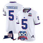 Johmsee NY.Giants #5 Kayvon Thibodeaux Player White 100th Season & State Patch Vapor Limited Home Game Stitched Jerseys